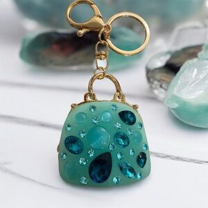 Teal Gemstone Purse Keychain